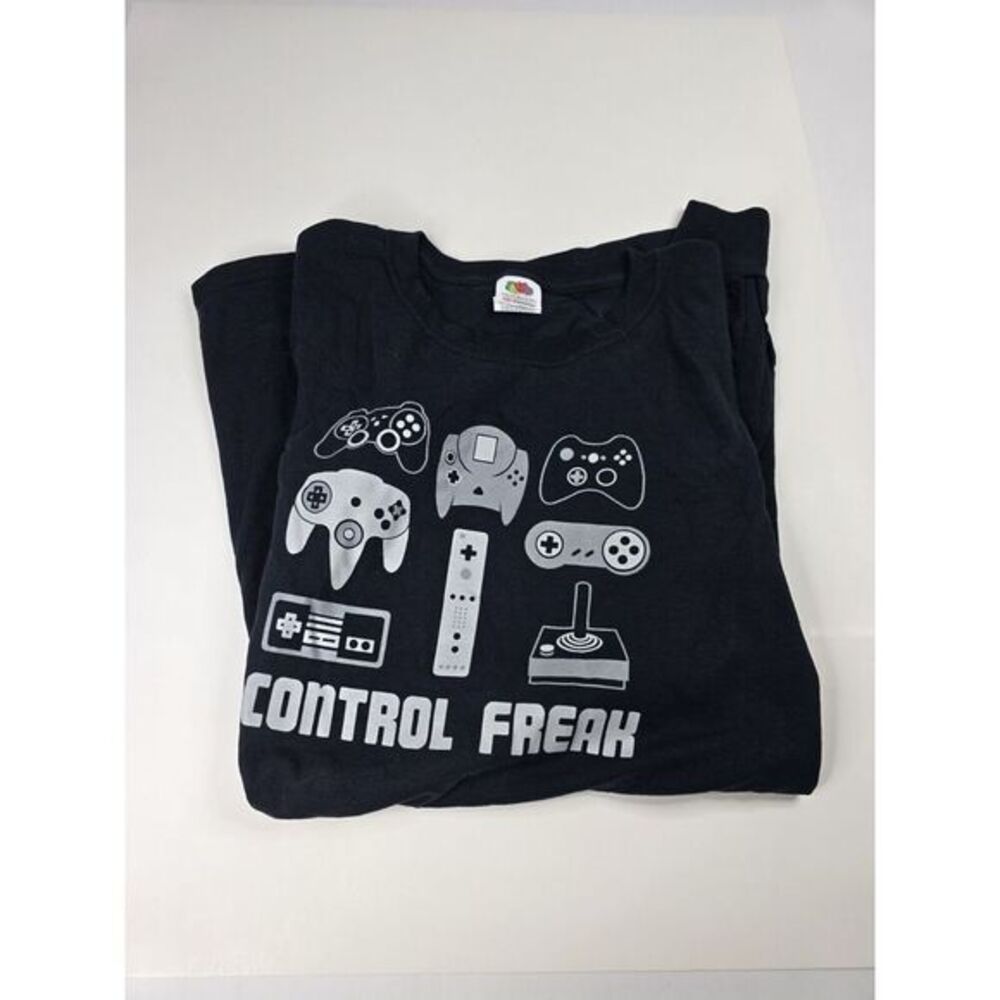 CONTROL FREAK Gamer T-Shirt L Large Mens Funny Video Game Controller Tee